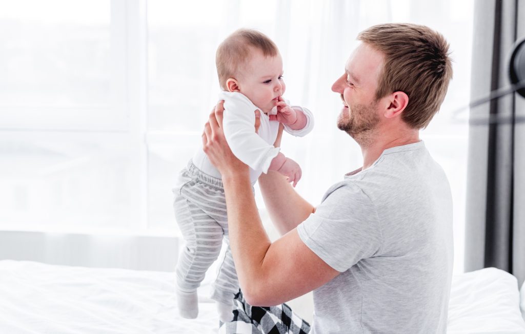 Father with son in the bed