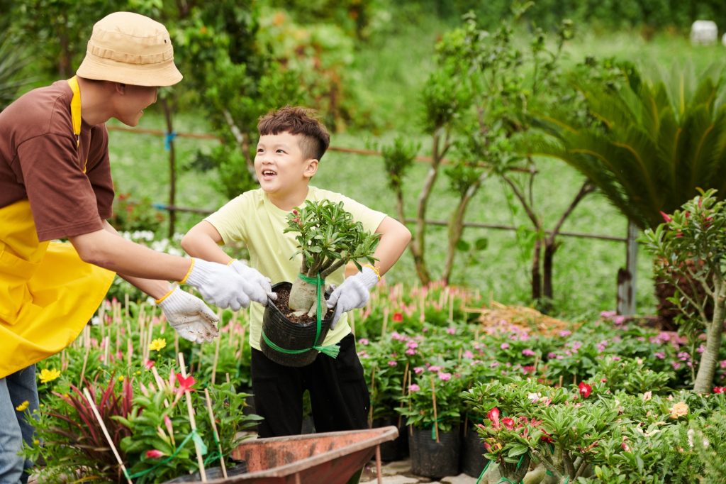 Little Boy Helping Father